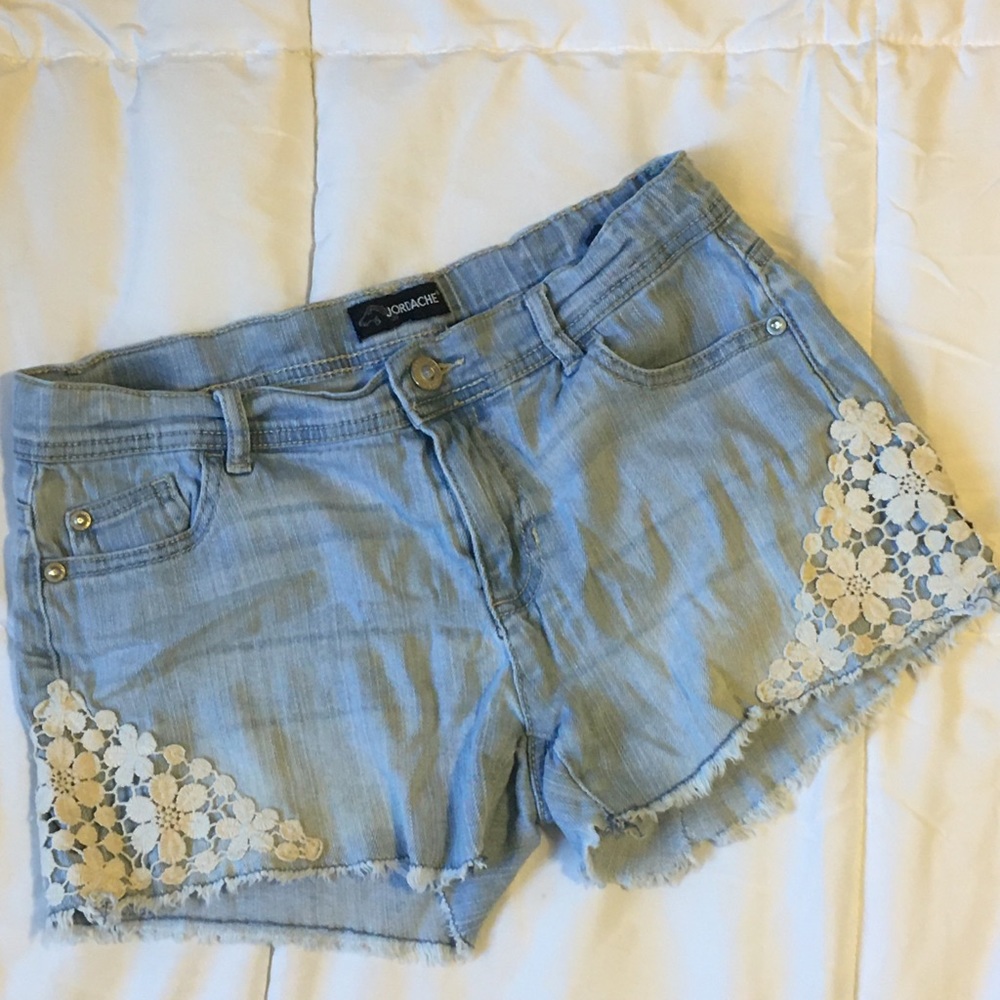 Light wash denim shorts